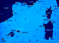 Navigation map central Mediterranean sea